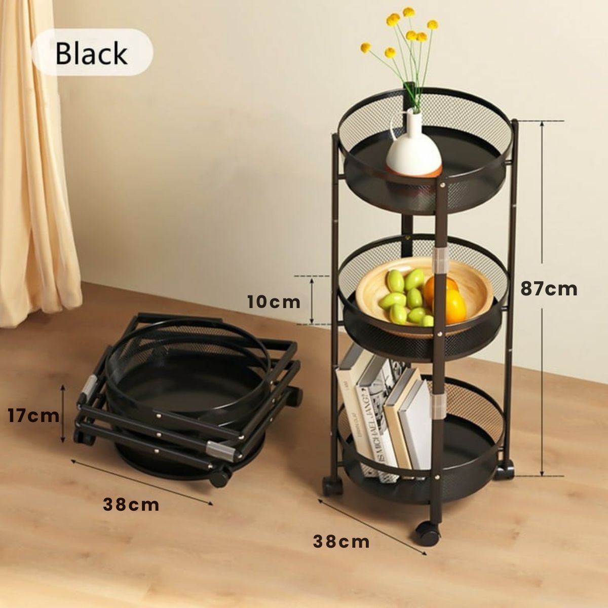 3 Layer Rolling Foldable Cart