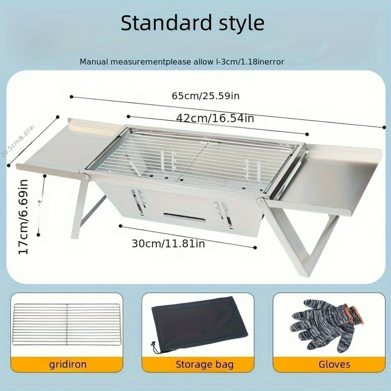Foldable Barbecue Grill with Gloves