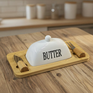 Wooden Butter Glass Set