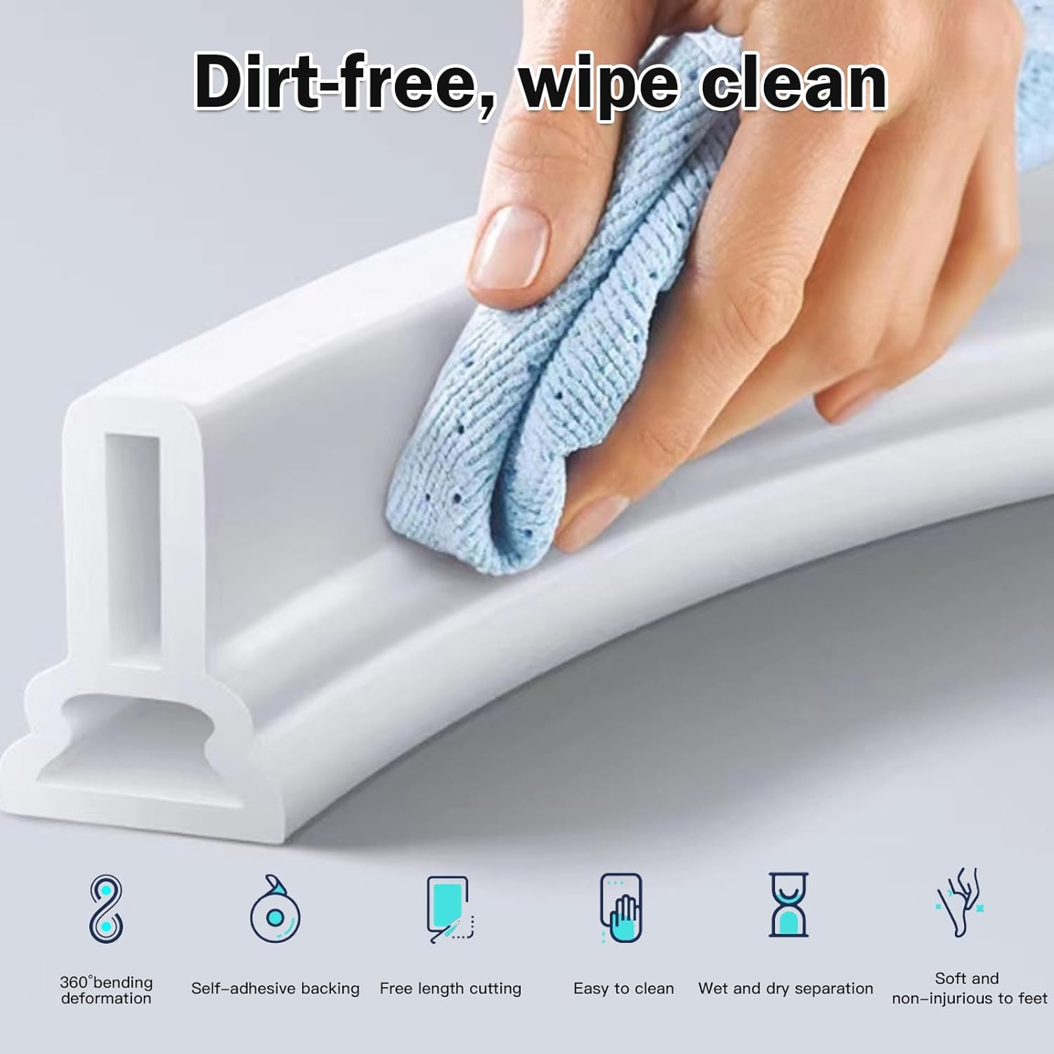 Silicone Shower Water Barrier Strip + Glue