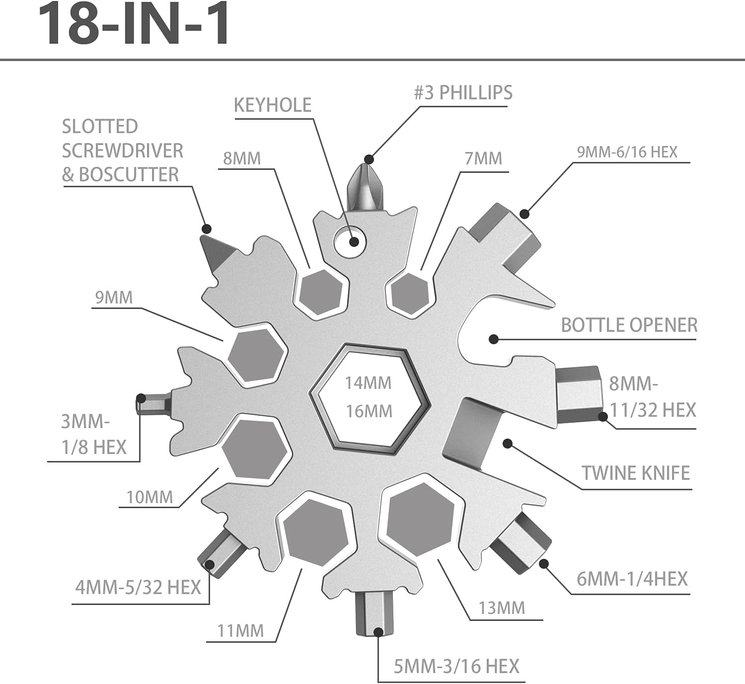 18 in 1 Snowflake