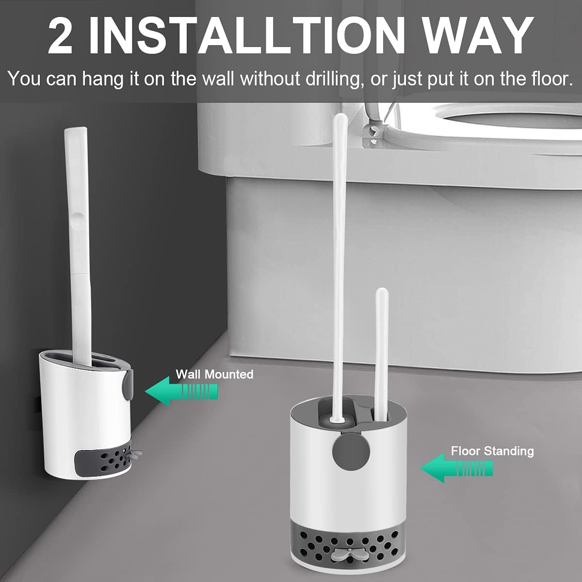 2 in 1 Toilet Brush Set