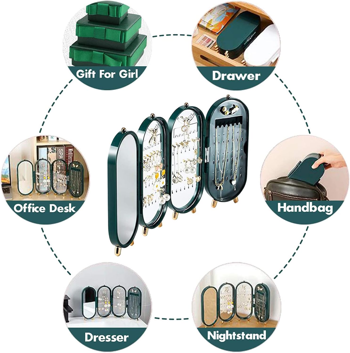Foldable Mirror Jewelry Organizer
