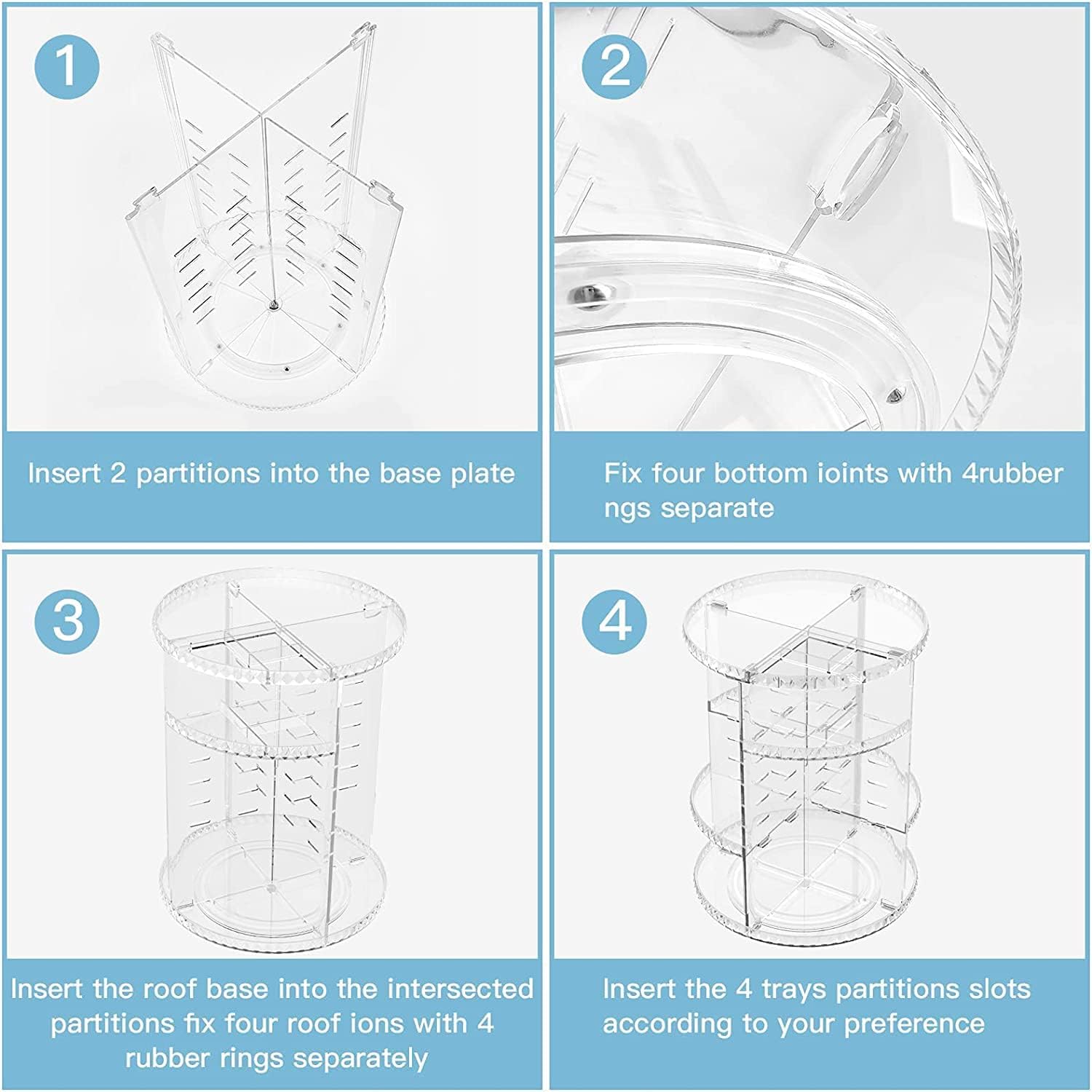 360° Rotating Diamond Makeup Organizer