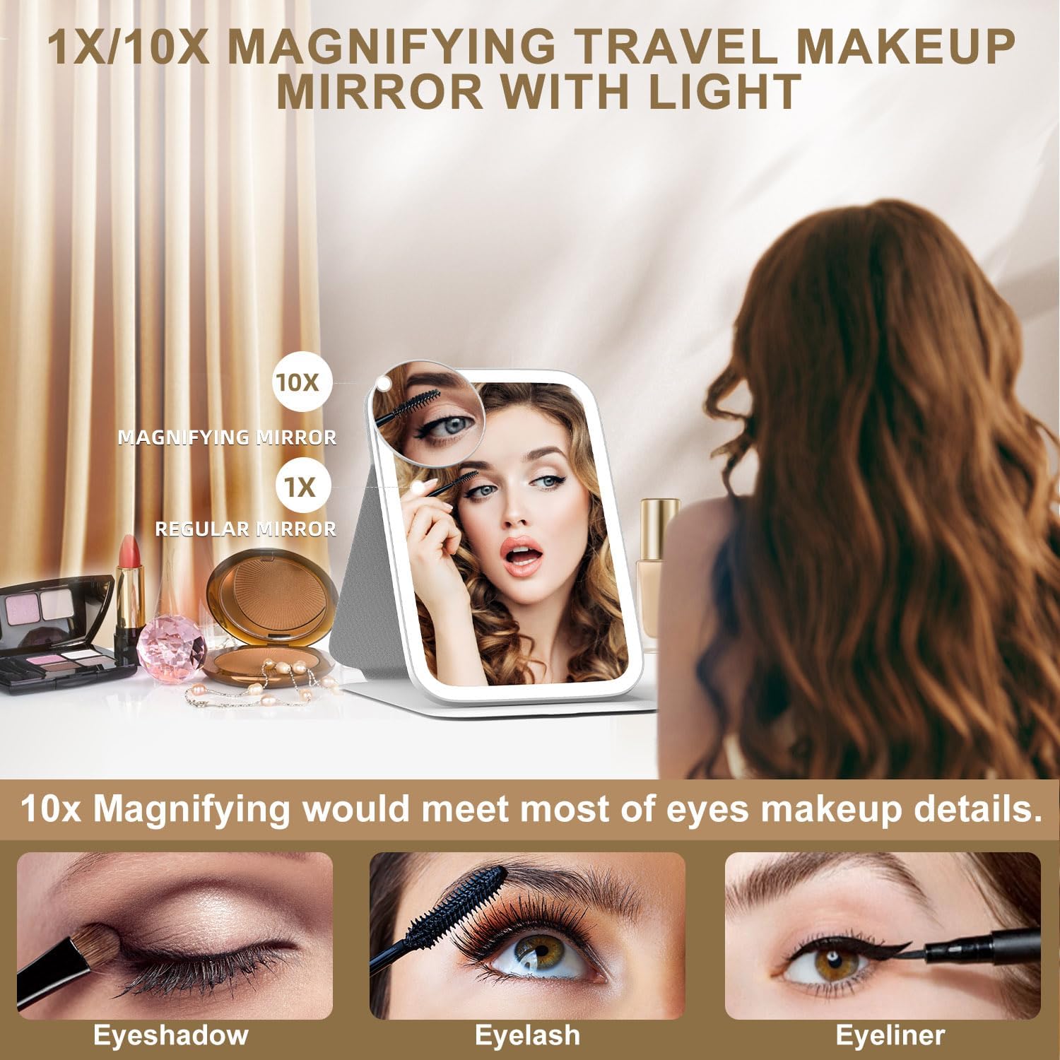 Foldable LED Makeup Mirror