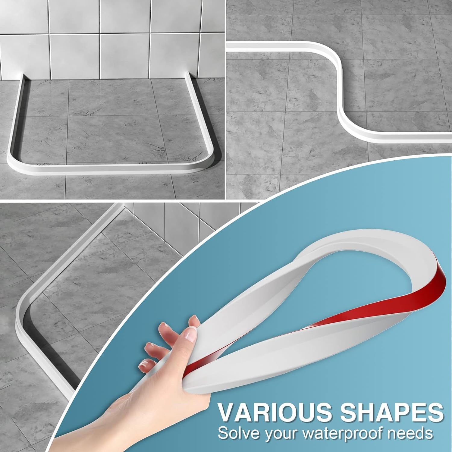 Silicone Shower Water Barrier Strip + Glue