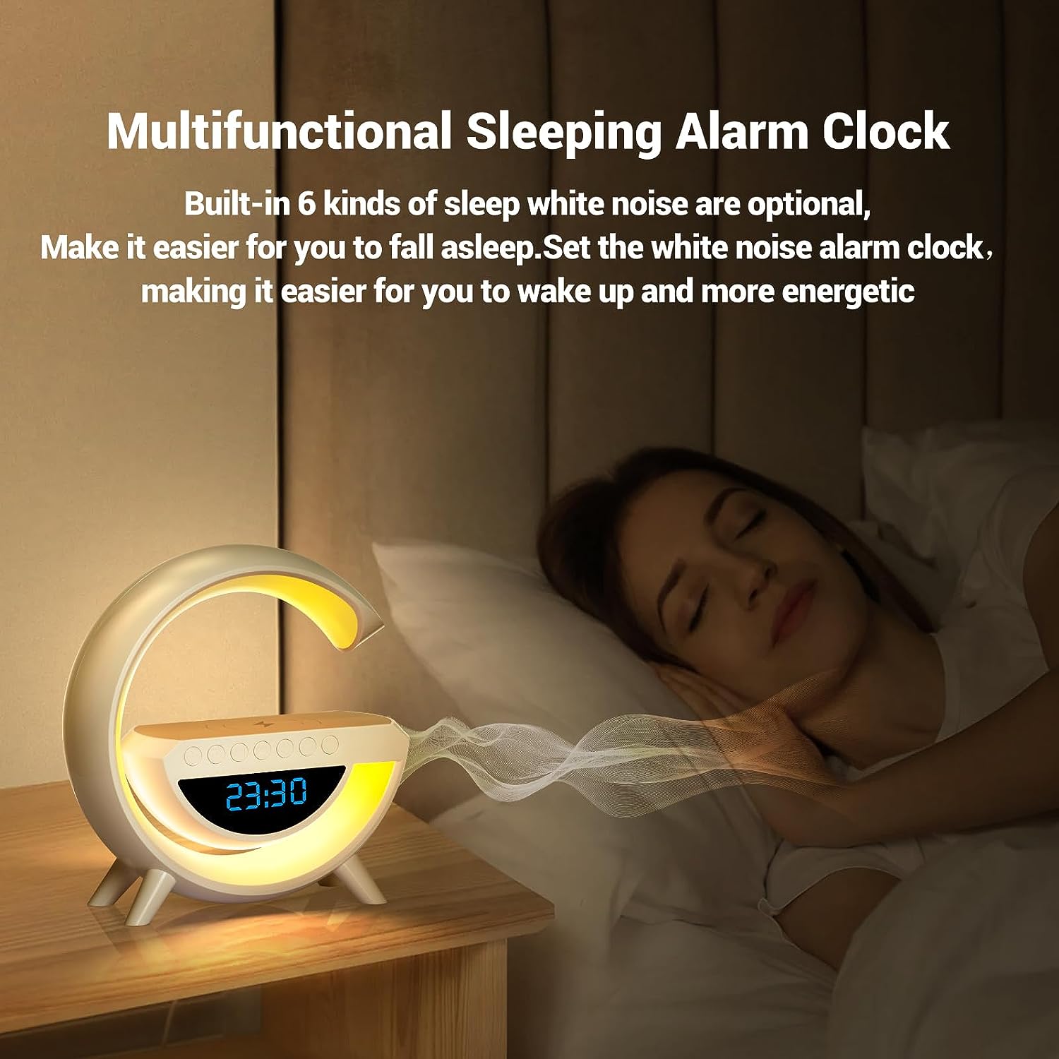 Alarm Clock RGB Lamp with Wireless Charging