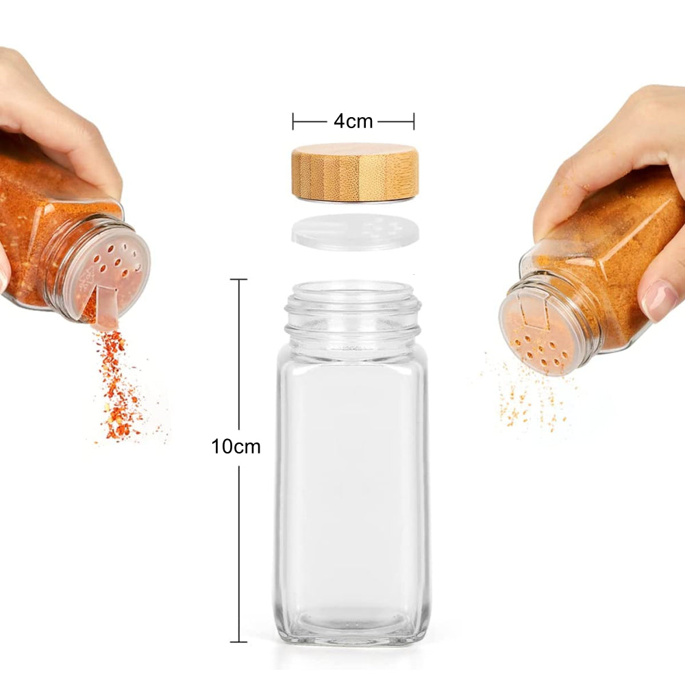 Bamboo Lid Spice Jar Set (24 Pieces)