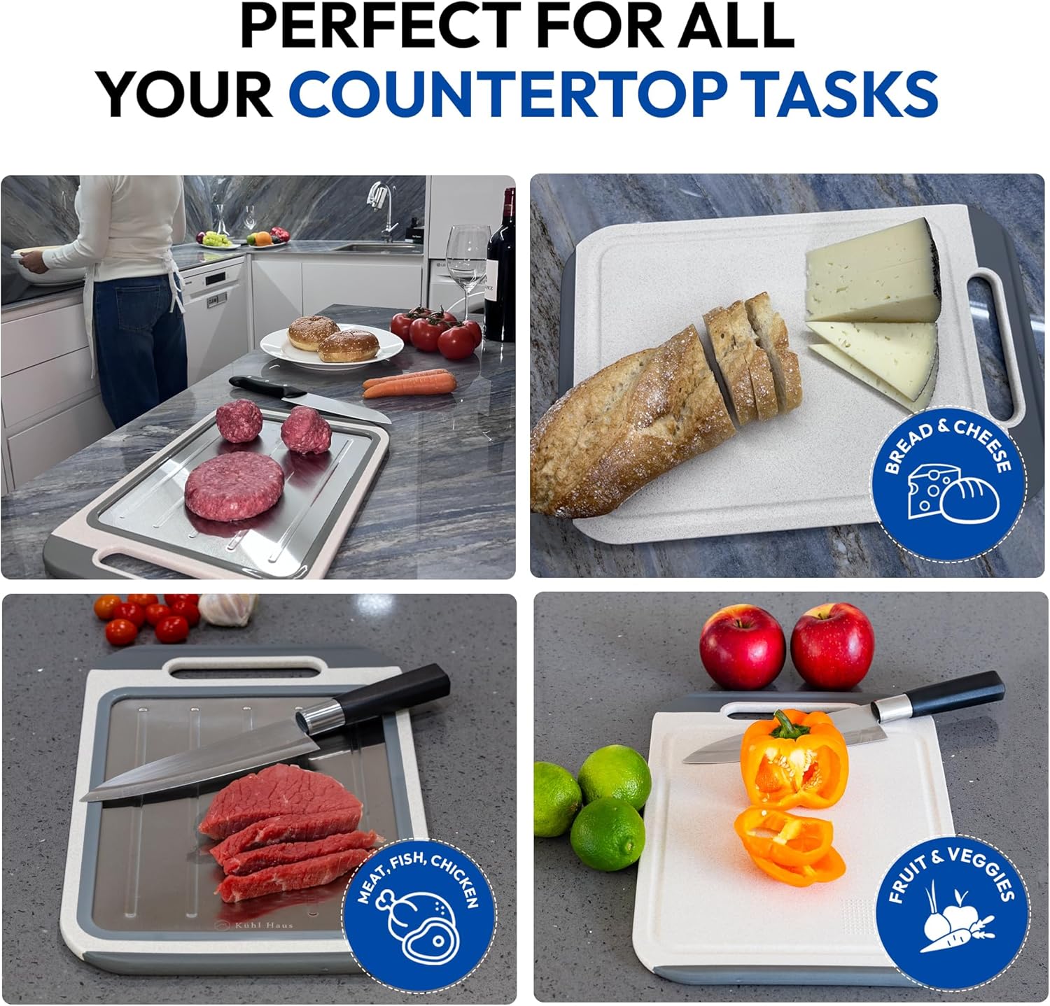 Dual Sided Kitchen Cutting Board