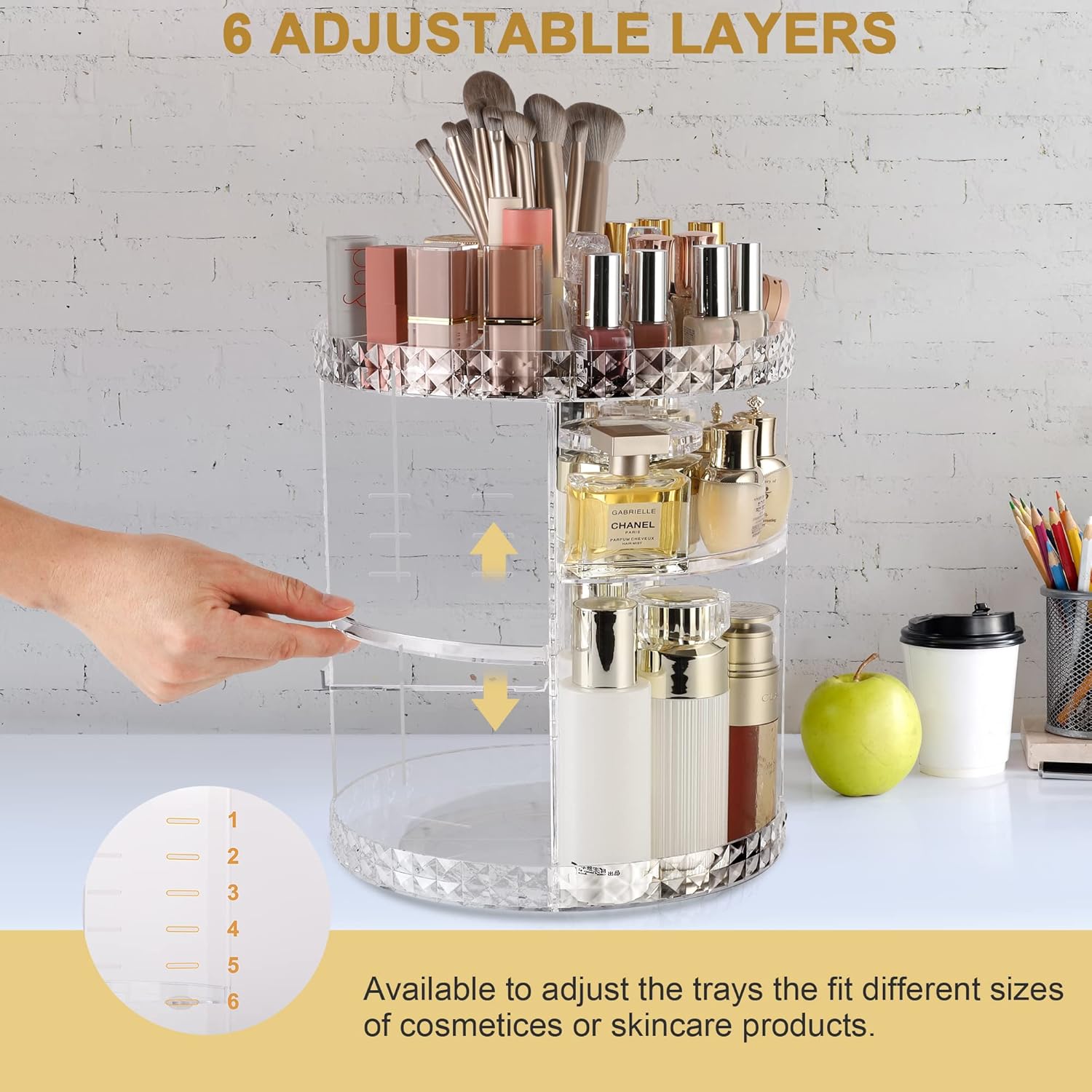 360° Rotating Diamond Makeup Organizer
