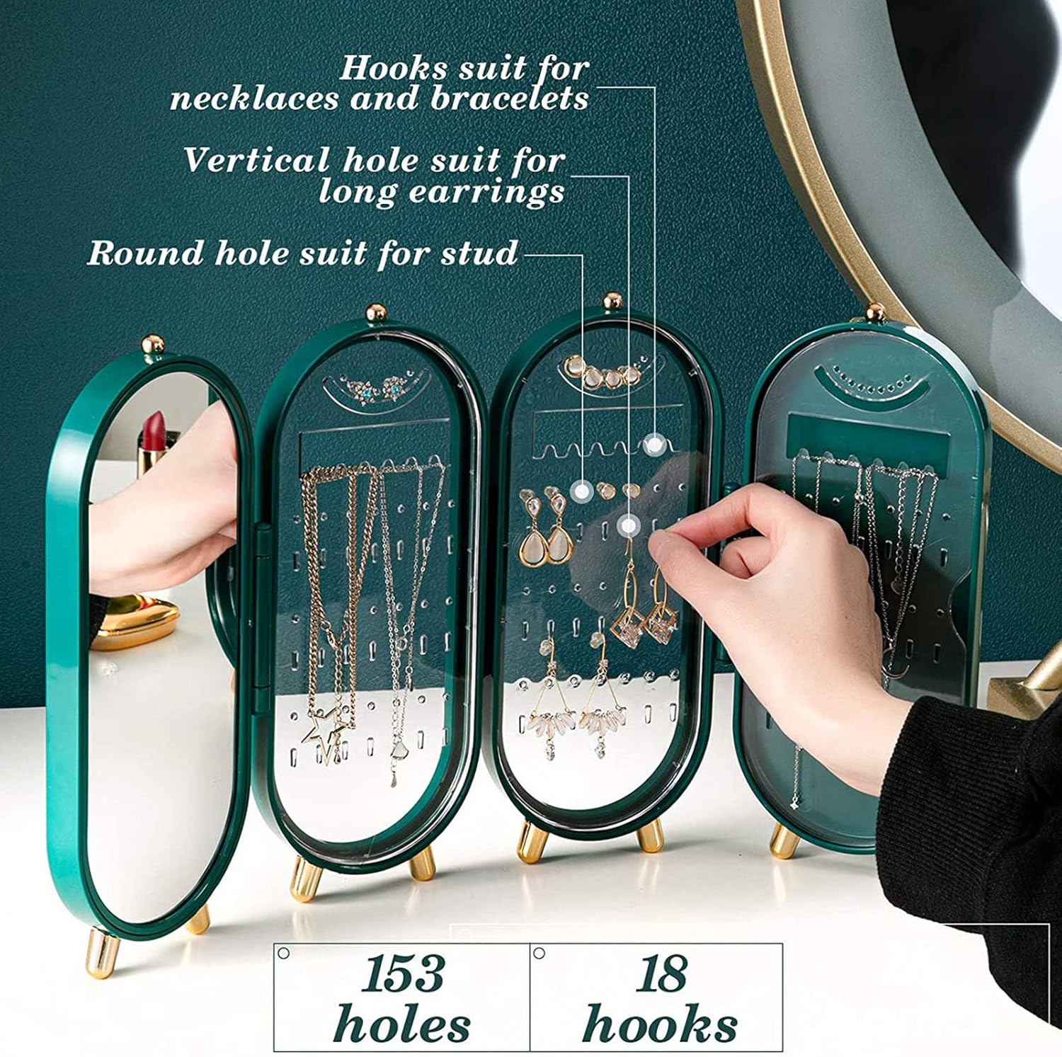 Foldable Mirror Jewelry Organizer