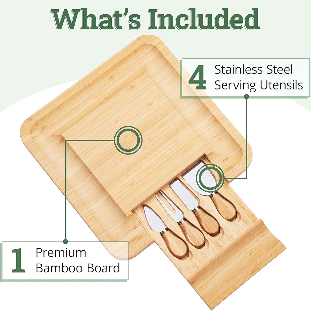 Bamboo Cheese Board Set