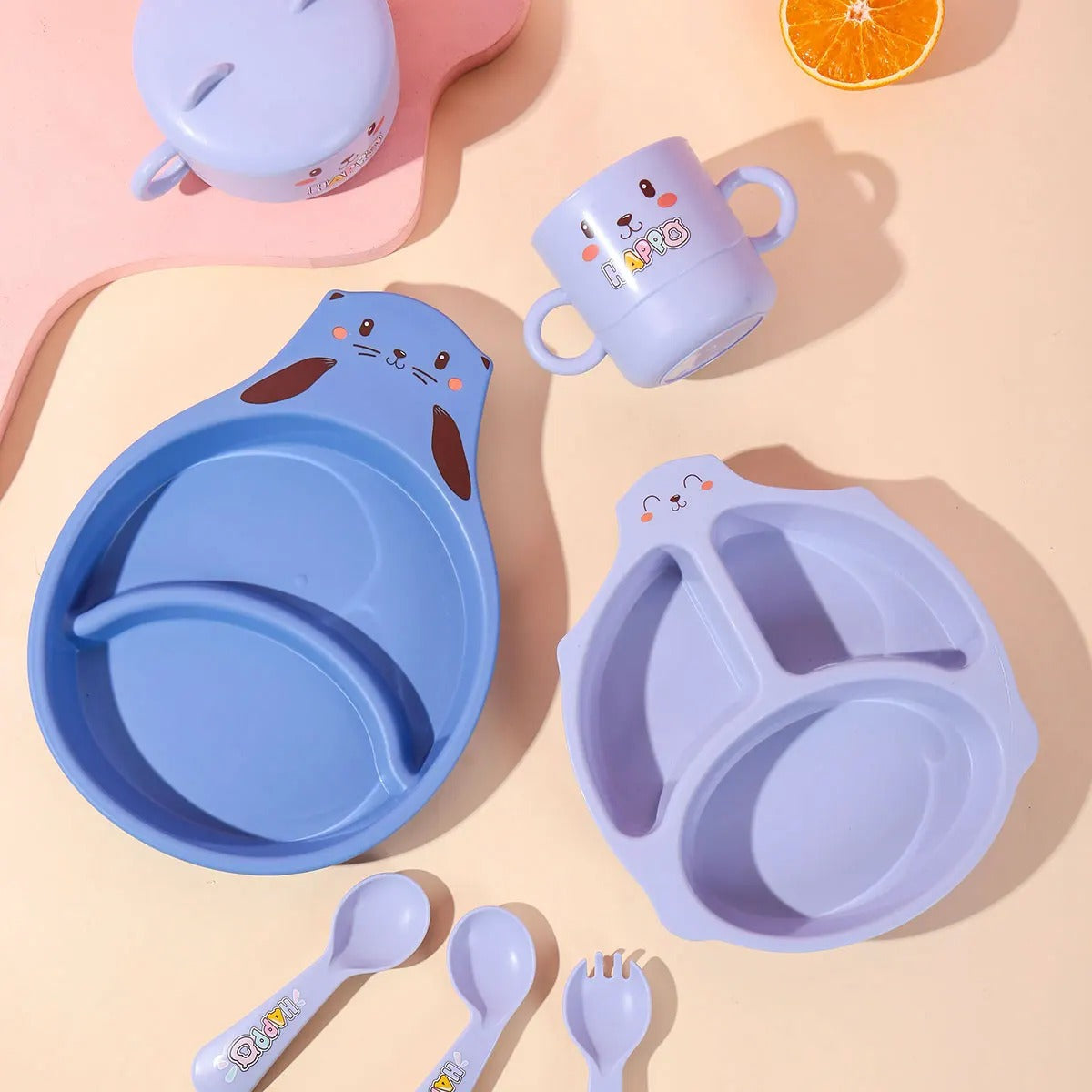 5 Piece Kids Mealtime Tray Set