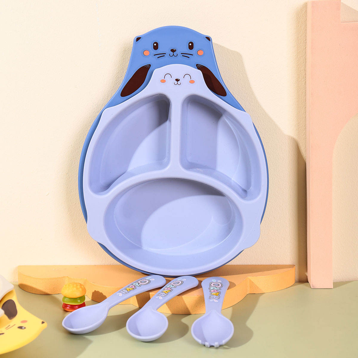 5 Piece Kids Mealtime Tray Set