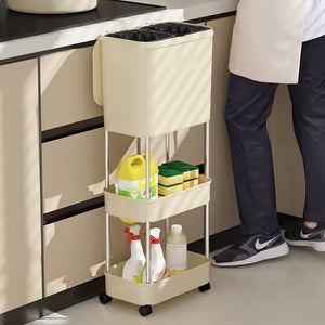 Rolling Trash Bin with Storage