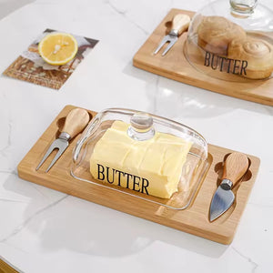Wooden Butter Glass Set