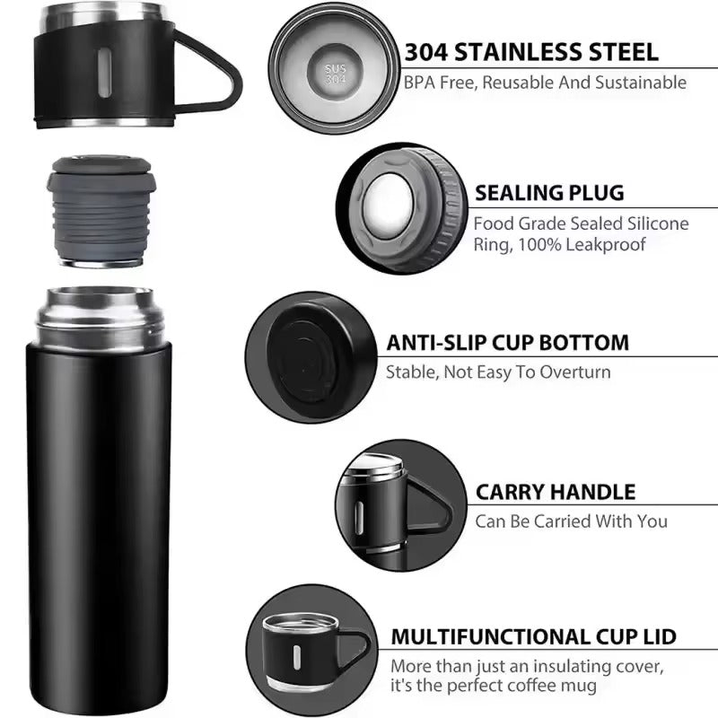 500ml Vacuum Insulated Bottle + 3 cups