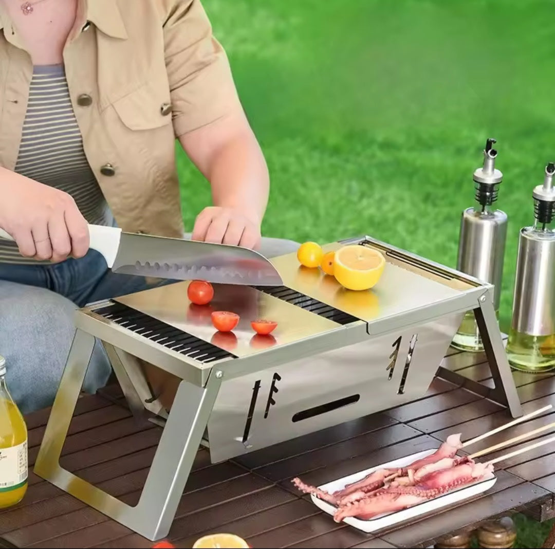 Foldable Barbecue Grill with Gloves