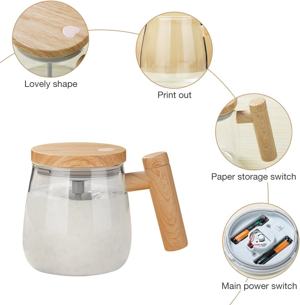 Rechargeable Self Stirring Wooden Cup