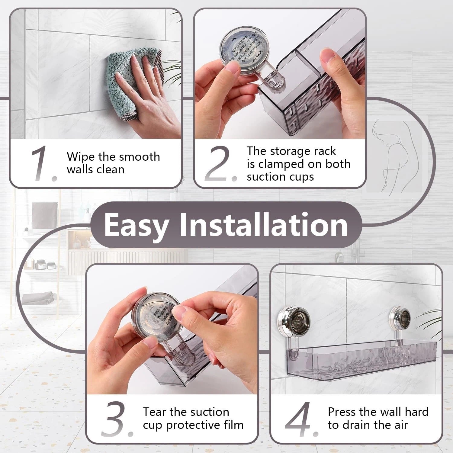 Acrylic Suction Shower Storage