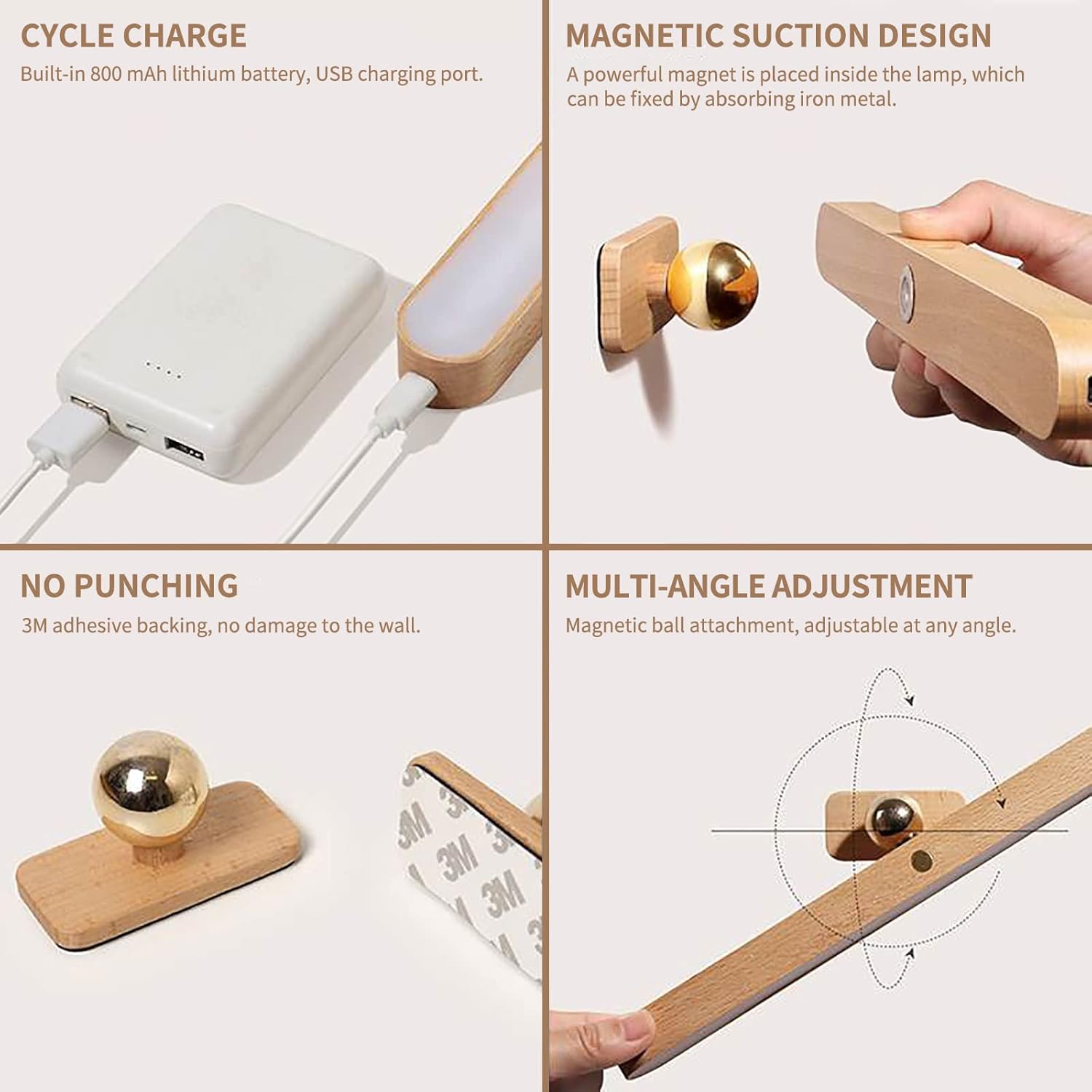 Rotatable Magnetic Wooden Led