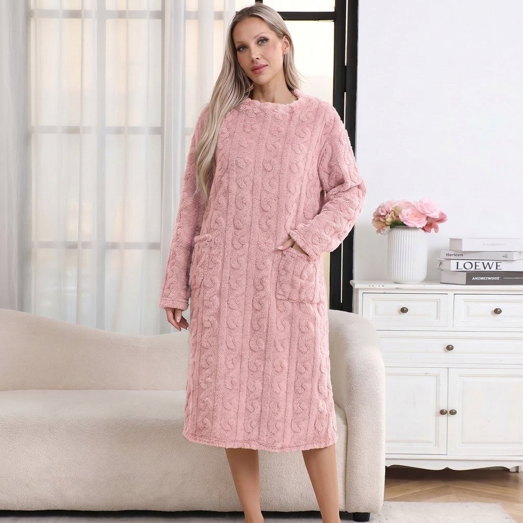 Women's Fleece Long Sleeve Nightdress