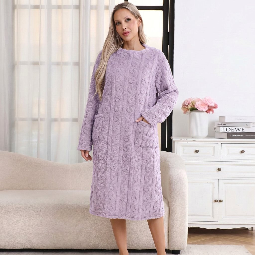 Women's Fleece Long Sleeve Nightdress