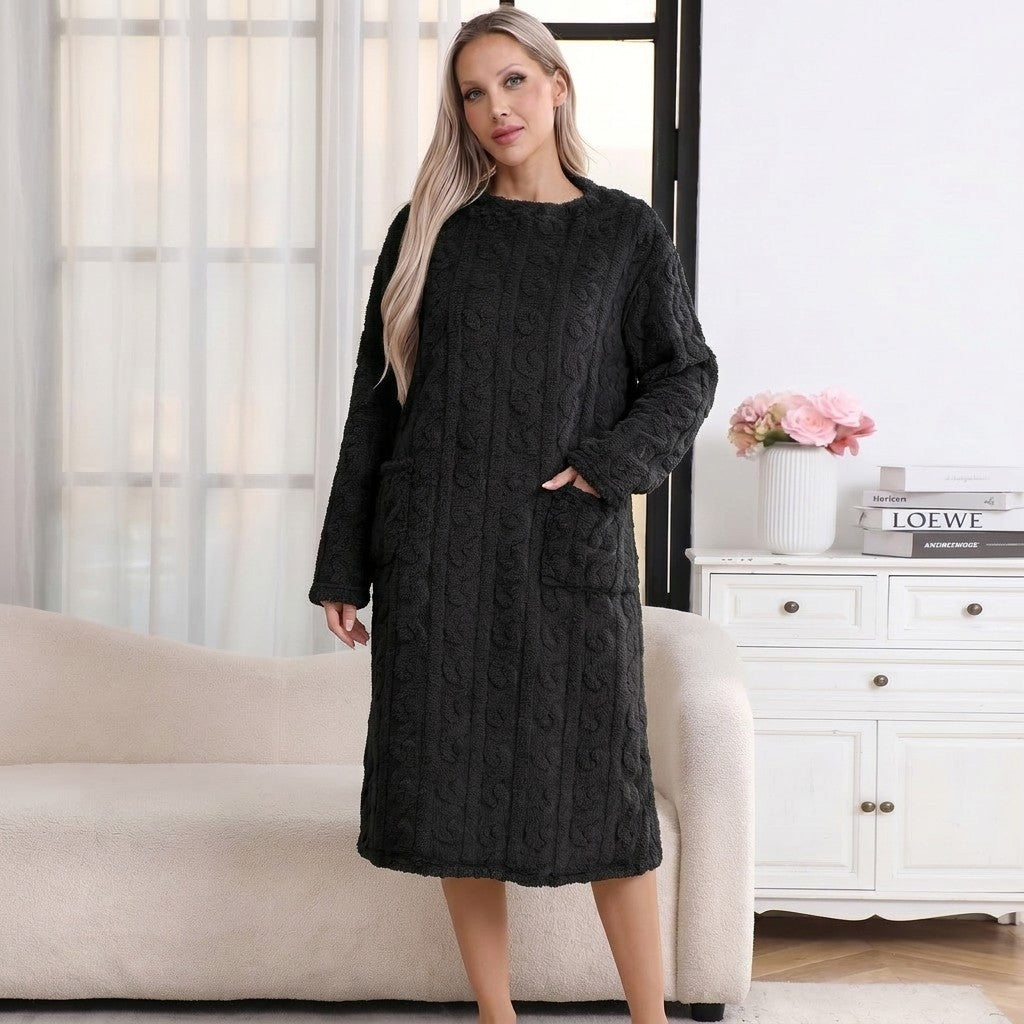Women's Fleece Long Sleeve Nightdress