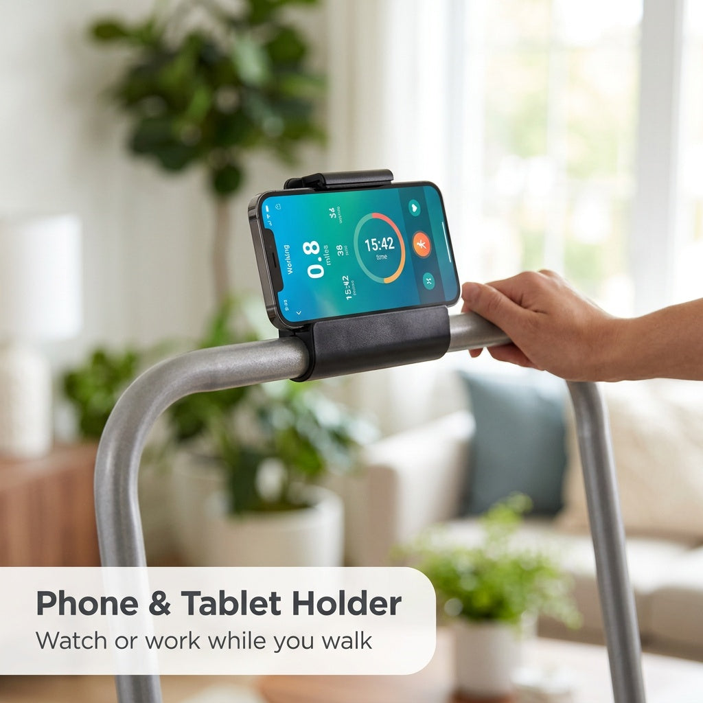 Phone and tablet holder on the handle
