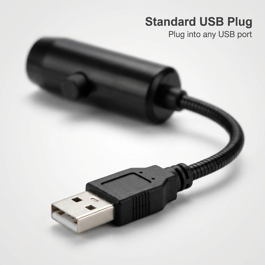 Close-up of the USB plug and cable