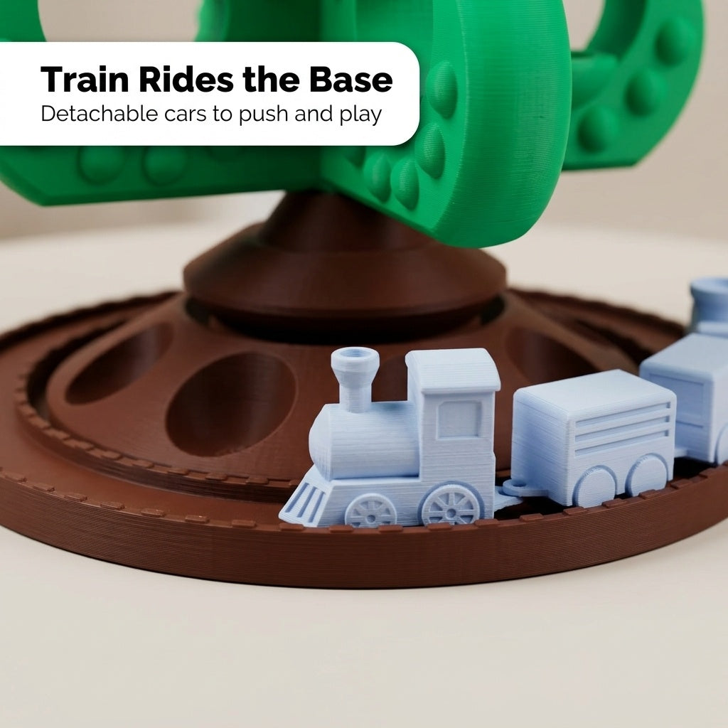 Close-up of the train on the base