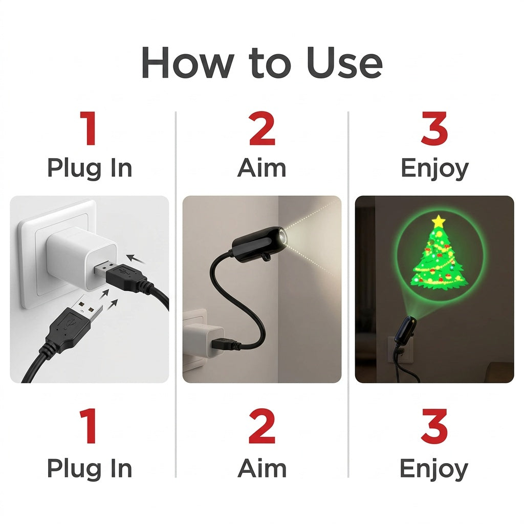 How to use: plug in, aim, enjoy