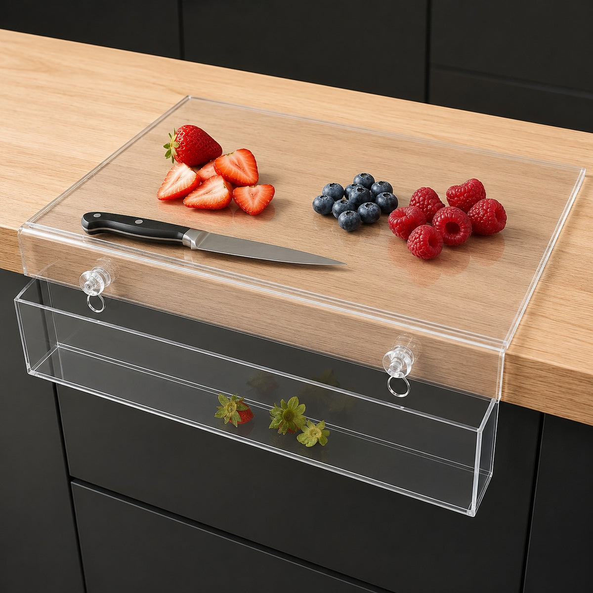 Acrylic Cutting Board with Waste Container