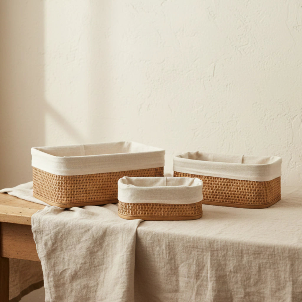 Woven Storage Basket Set with Liner