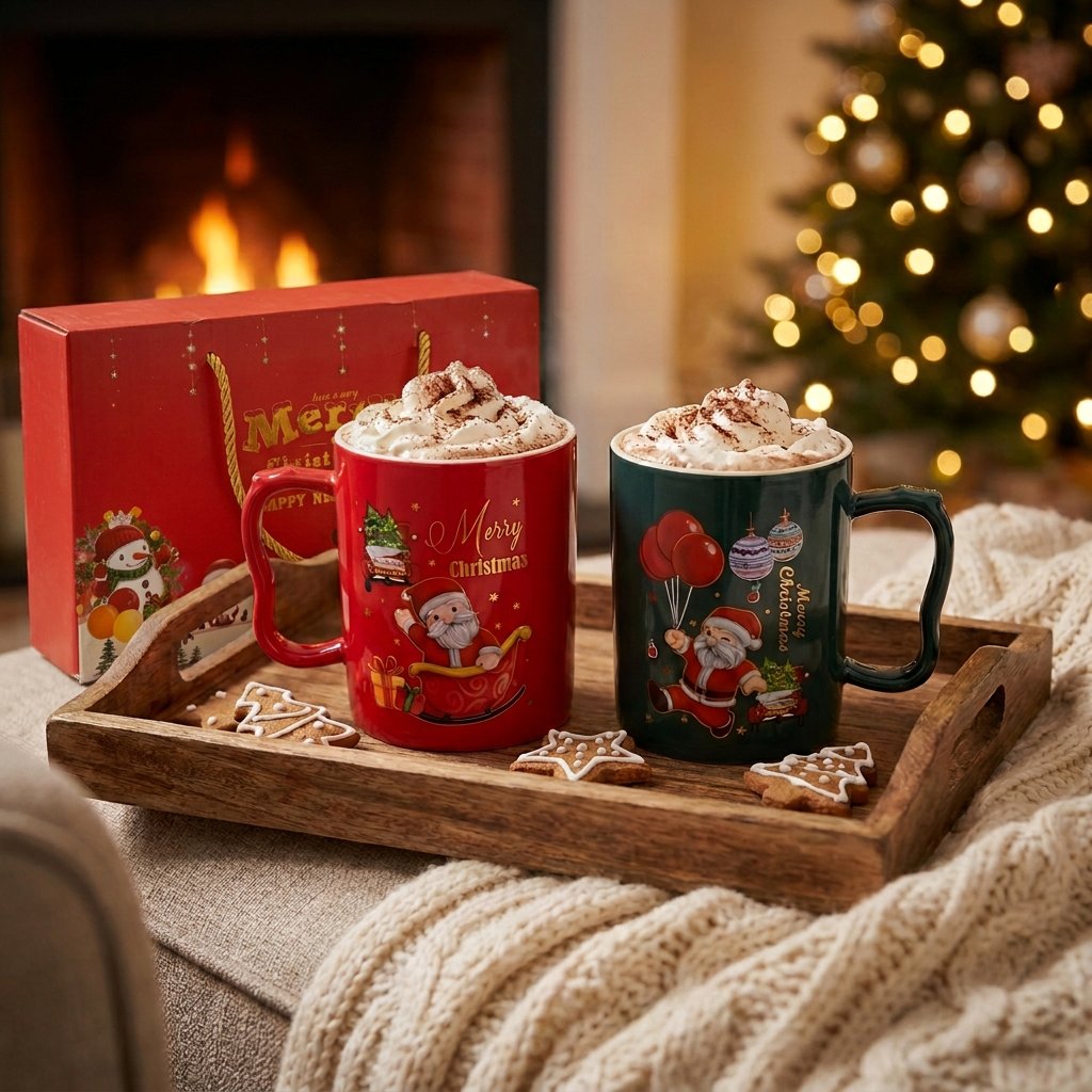 Christmas Couple Mug Set with Spoons