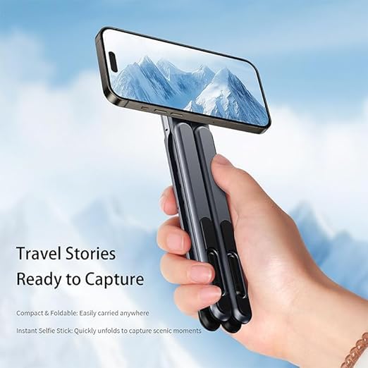 Foldable Magnetic Phone Stand and Selfie Stick