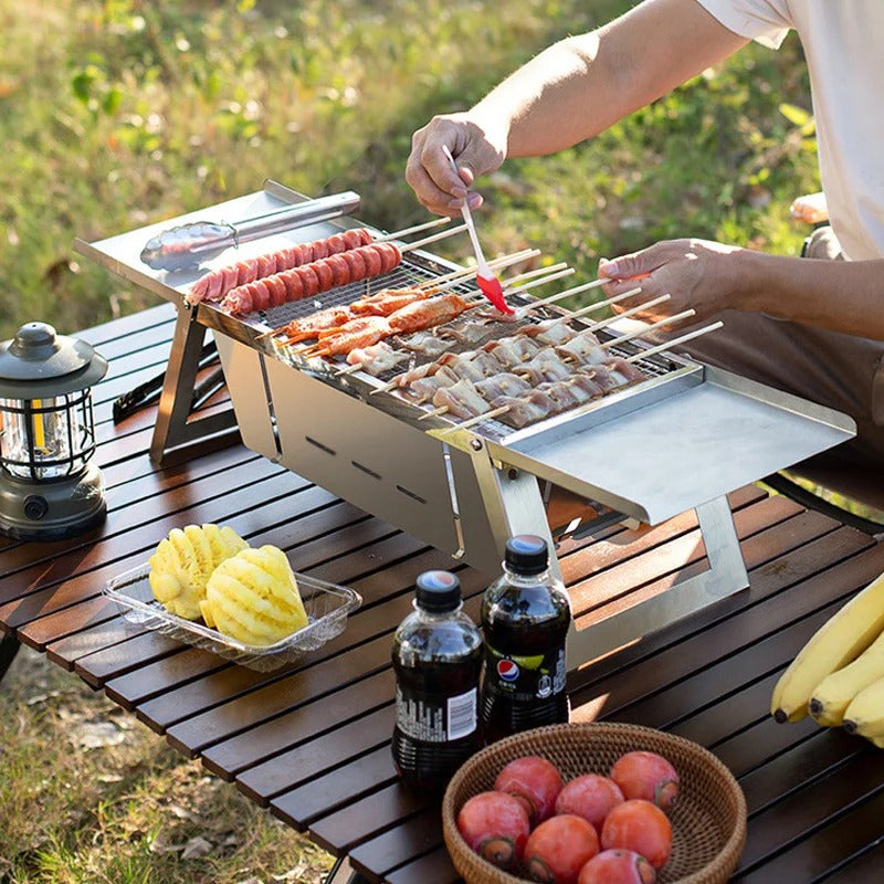 Foldable Barbecue Grill with Gloves