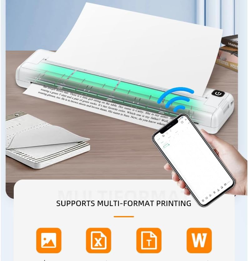 Portable Thermal A4 Printer + 10 Thermal Papers