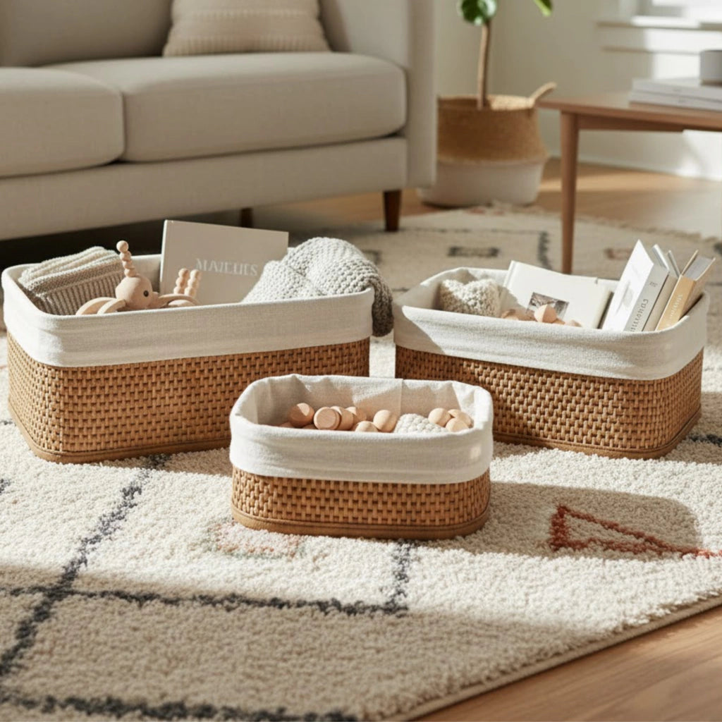 Woven Storage Basket Set with Liner