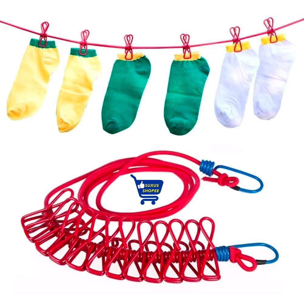 Elastic Clothesline with Clips