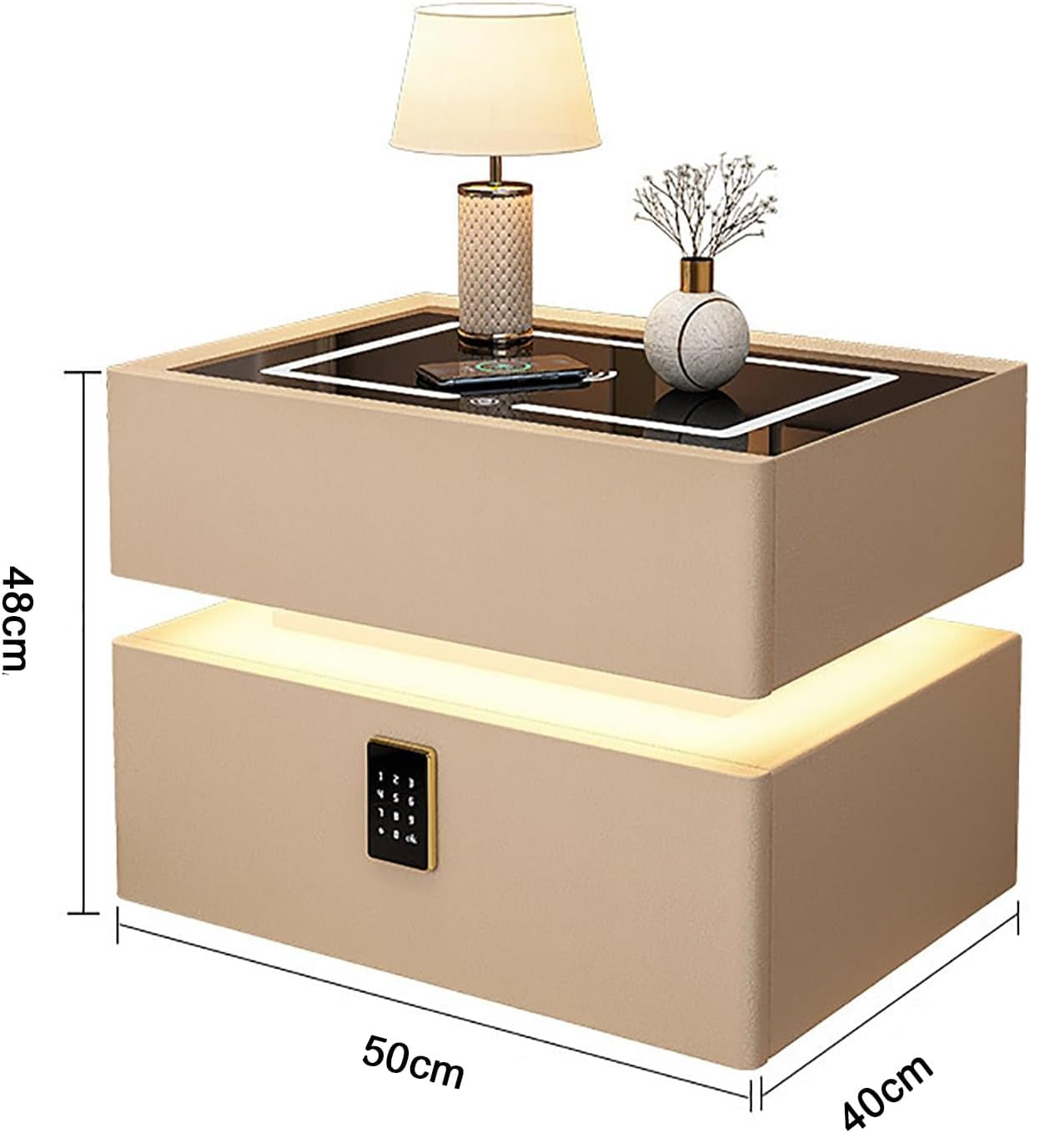 Bedside Safe with Wireless Charging Pad