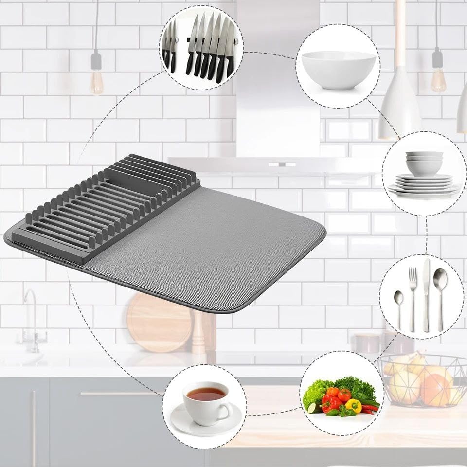 Dish Drying Mat with Plate Rack