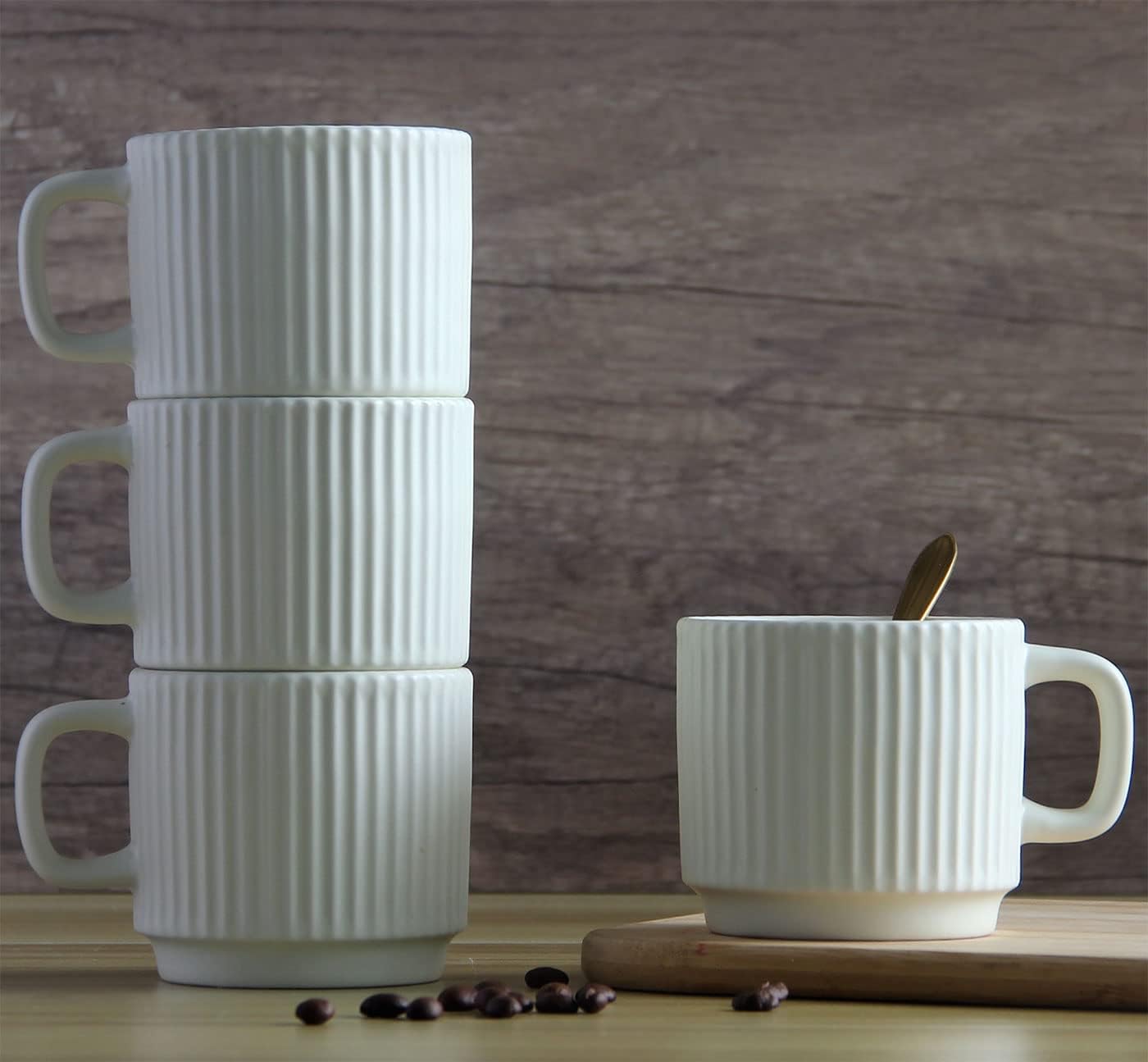 Stackable Ceramic Espresso Mugs (Set of 6)