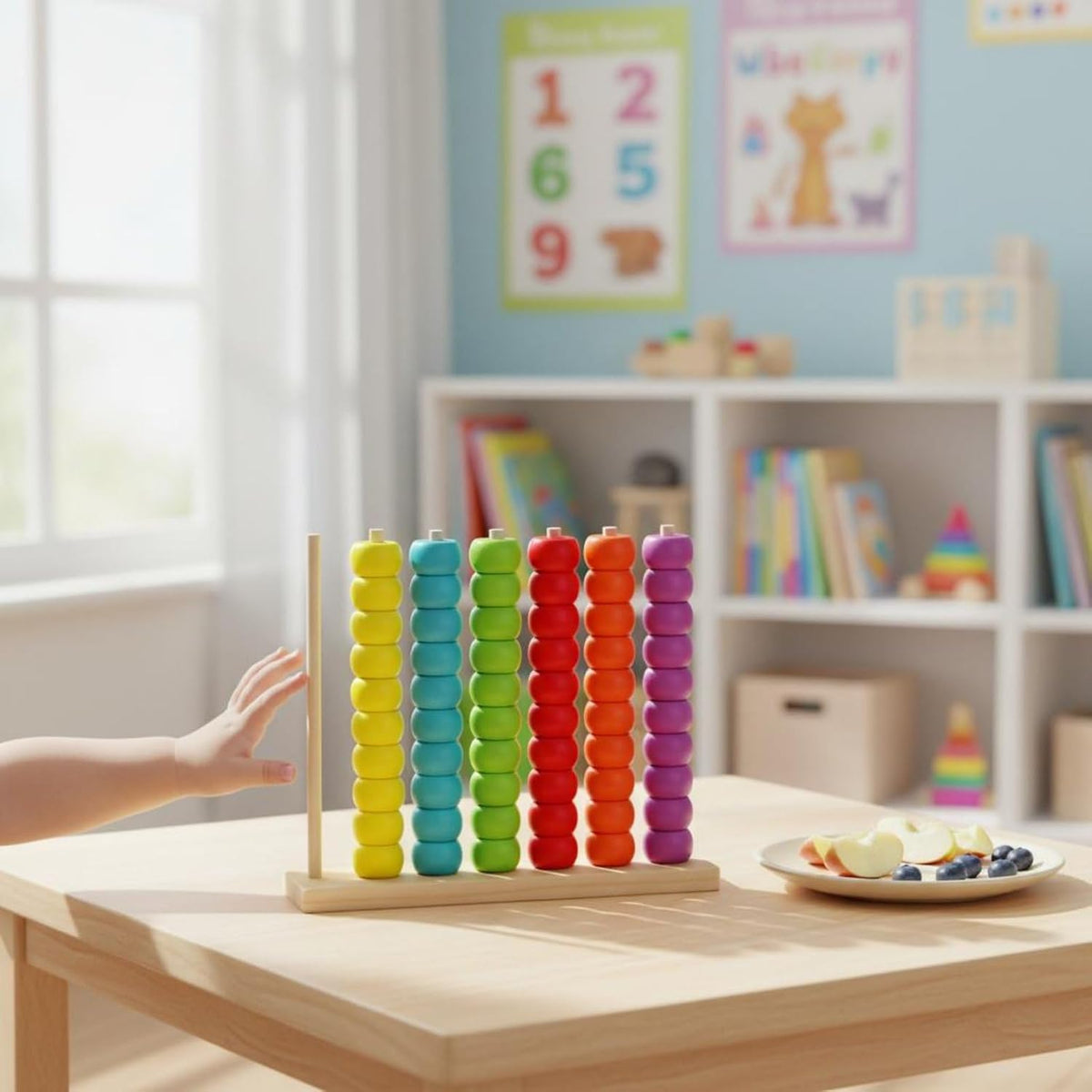 Wooden Rainbow Bead Stacking Toy