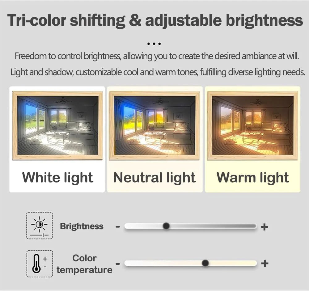 Rechargeable 3D LED Frame Lamps