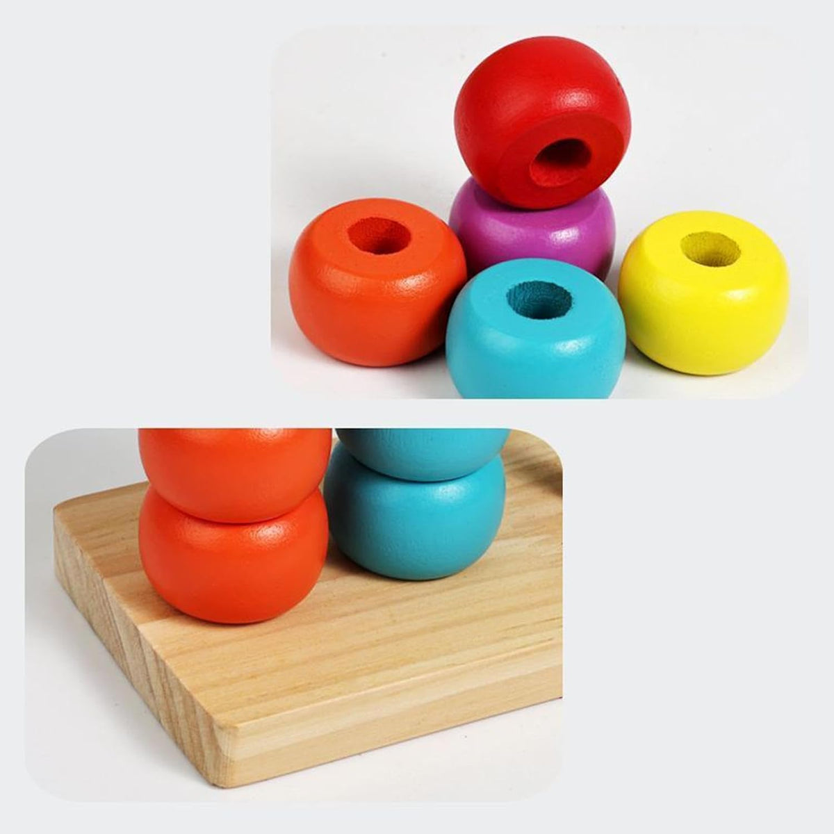 Wooden Rainbow Bead Stacking Toy