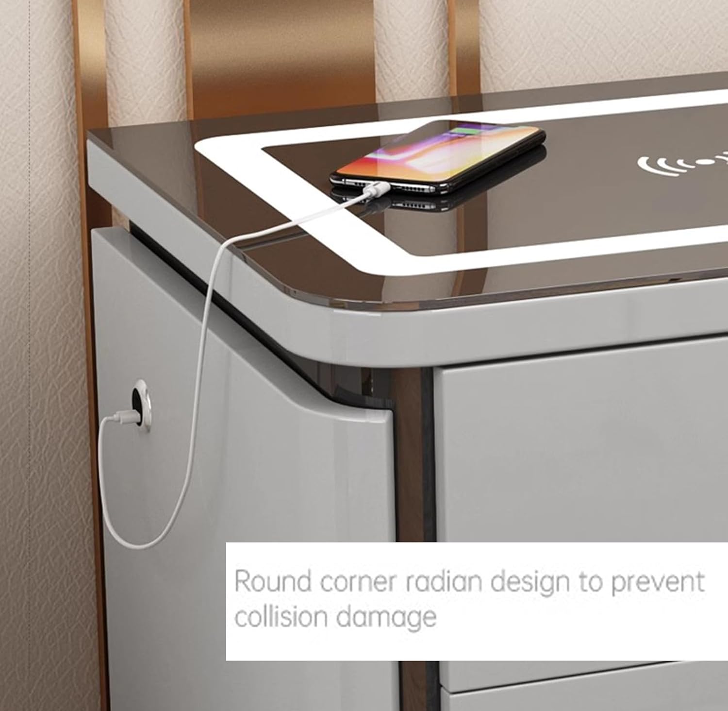 Smart Nightstand with Safe and Wireless Charging