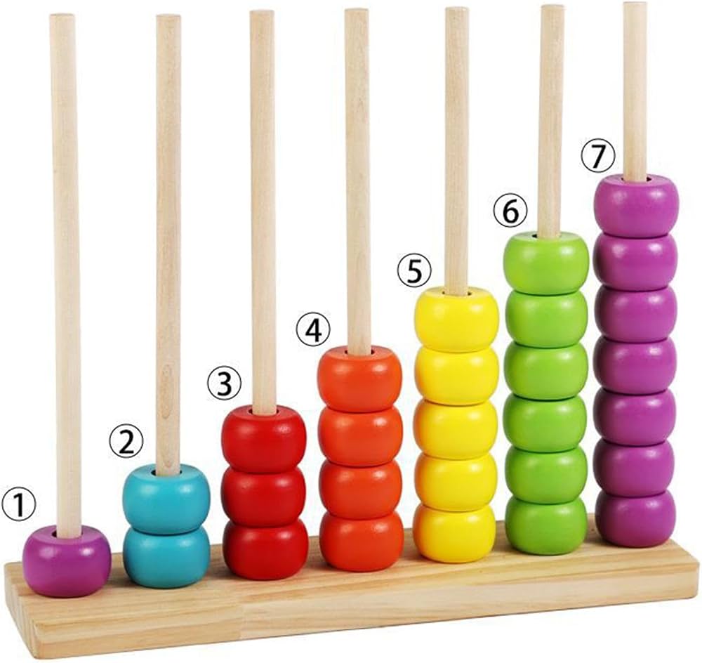 Wooden Rainbow Bead Stacking Toy