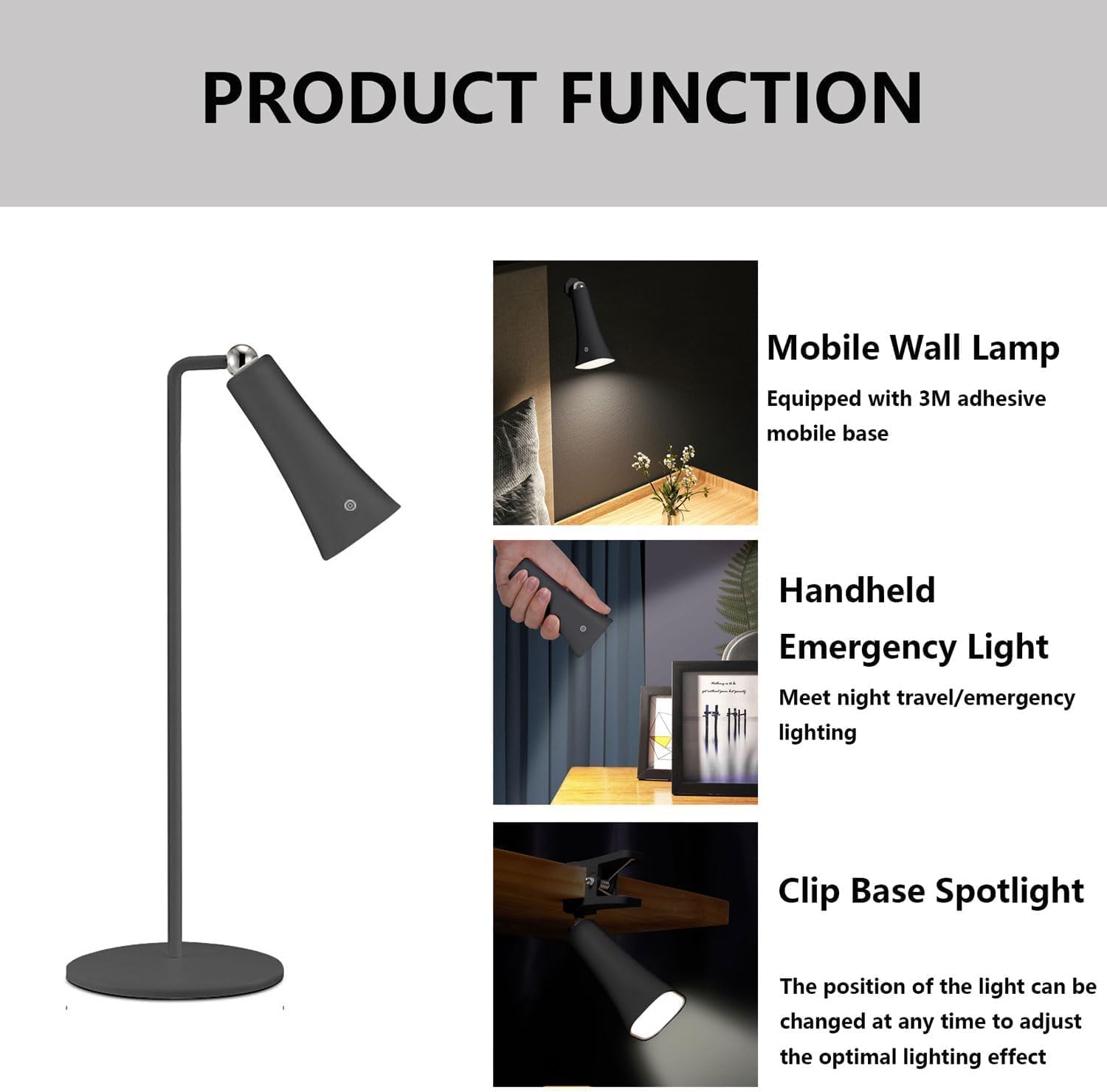 4 in 1 Rechargeable Desk Lamp (180 degrees)