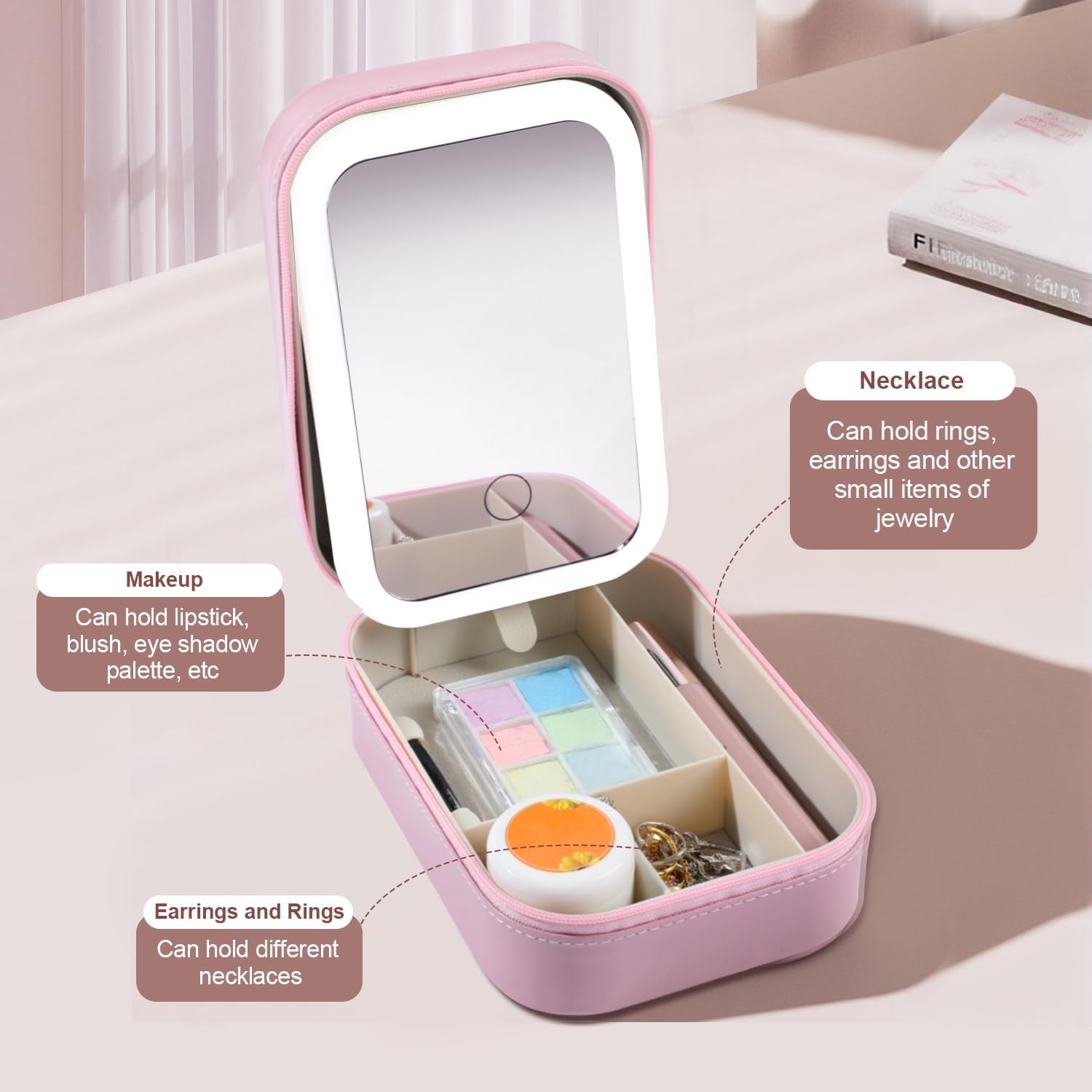 Travel Led Mirror Makeup Bag